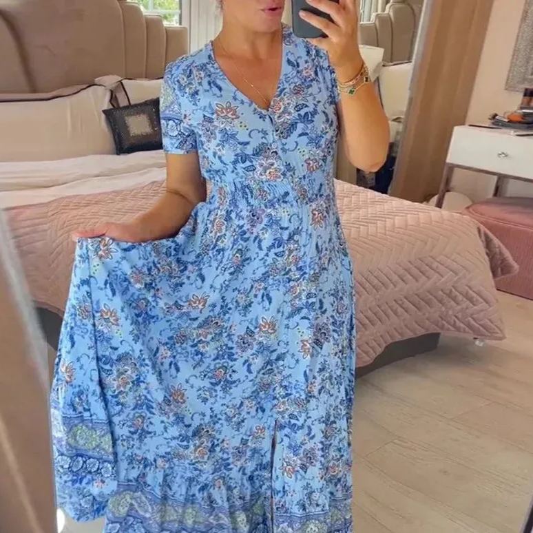 Floral print v-neck dress