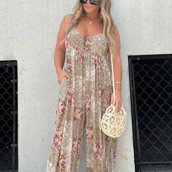 Cooper Patchwork Print Loose Jumpsuit