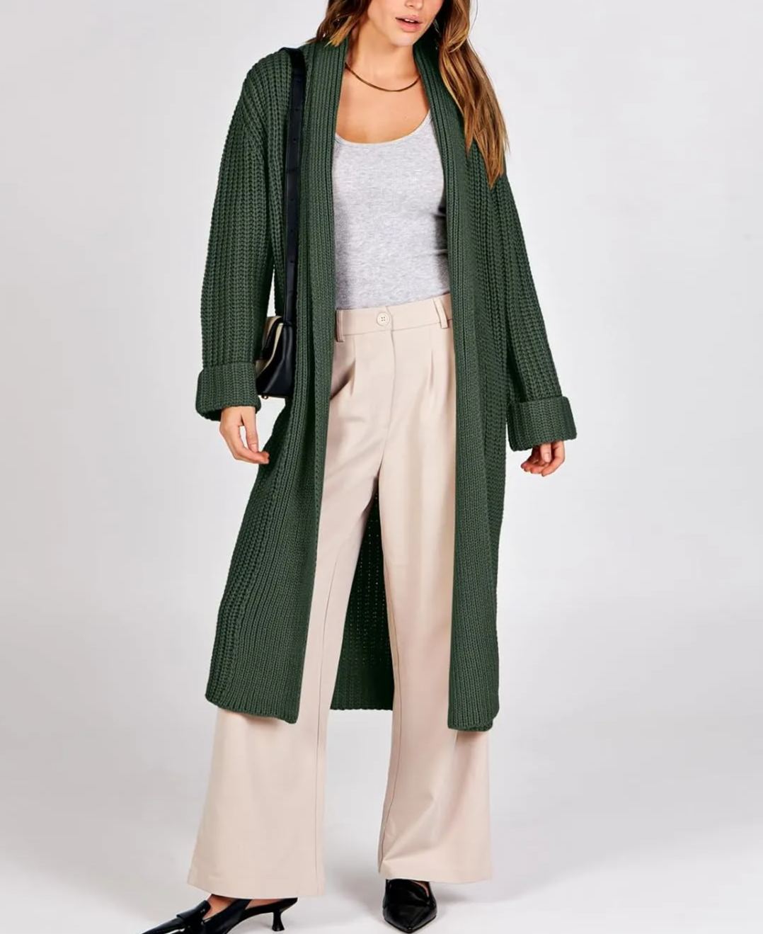 Knitted cardigan long coat