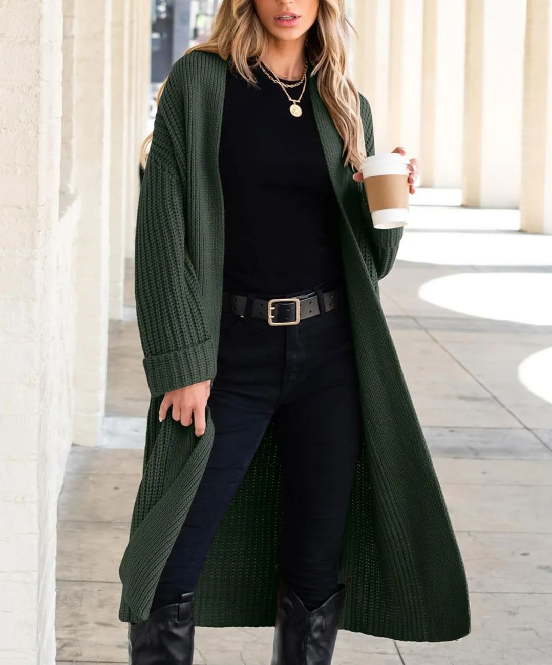 Knitted cardigan long coat