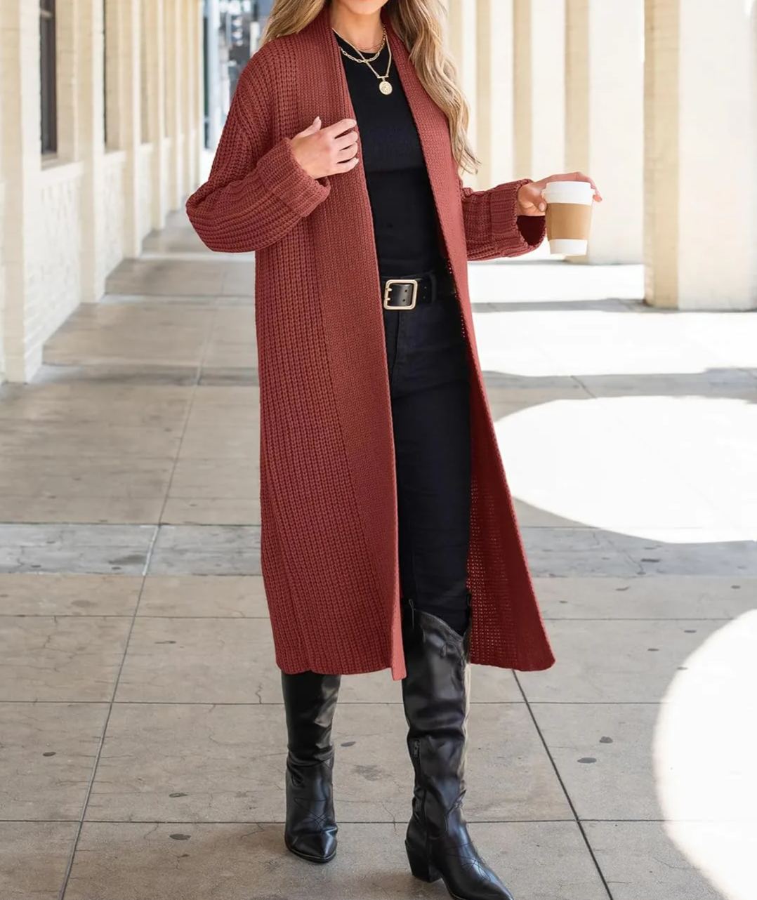 Knitted cardigan long coat