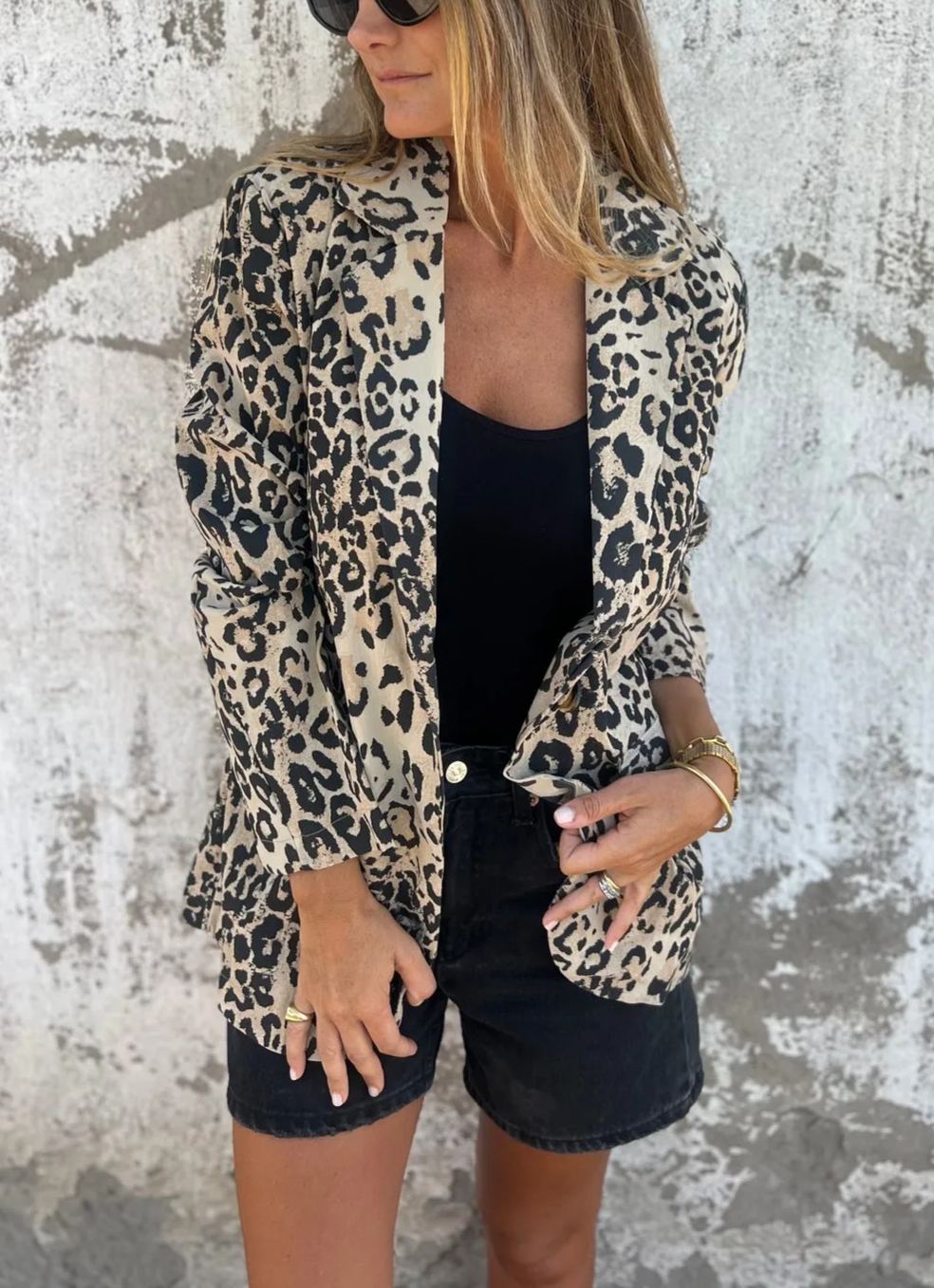 Leopard print suit jacket