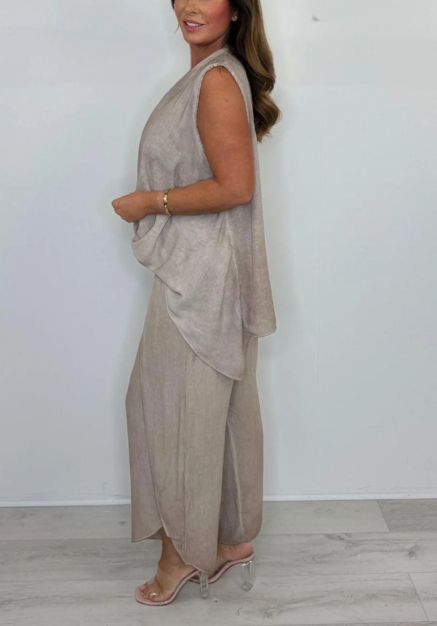 Lace Detail Cross Over Harem Trouser Co-ord