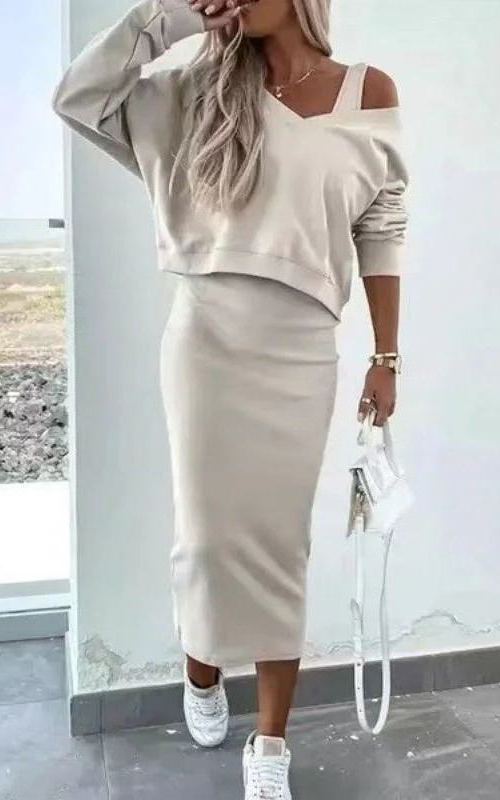 Womens Suspender Dress + Top Casual Suit