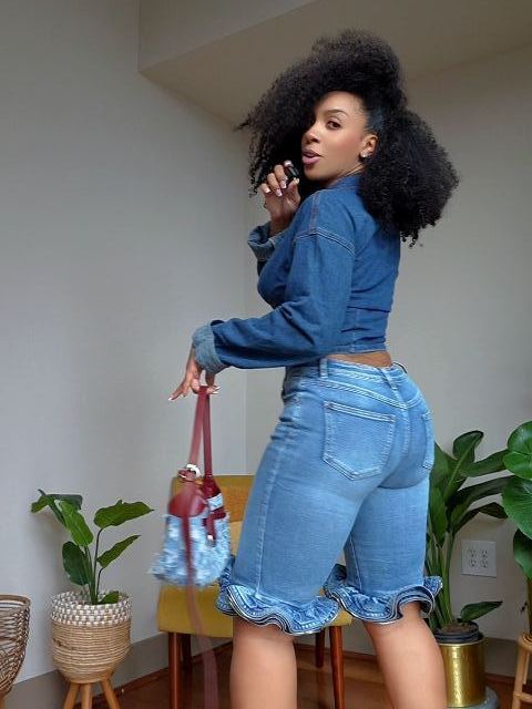 Distressed Ruffle Shorts