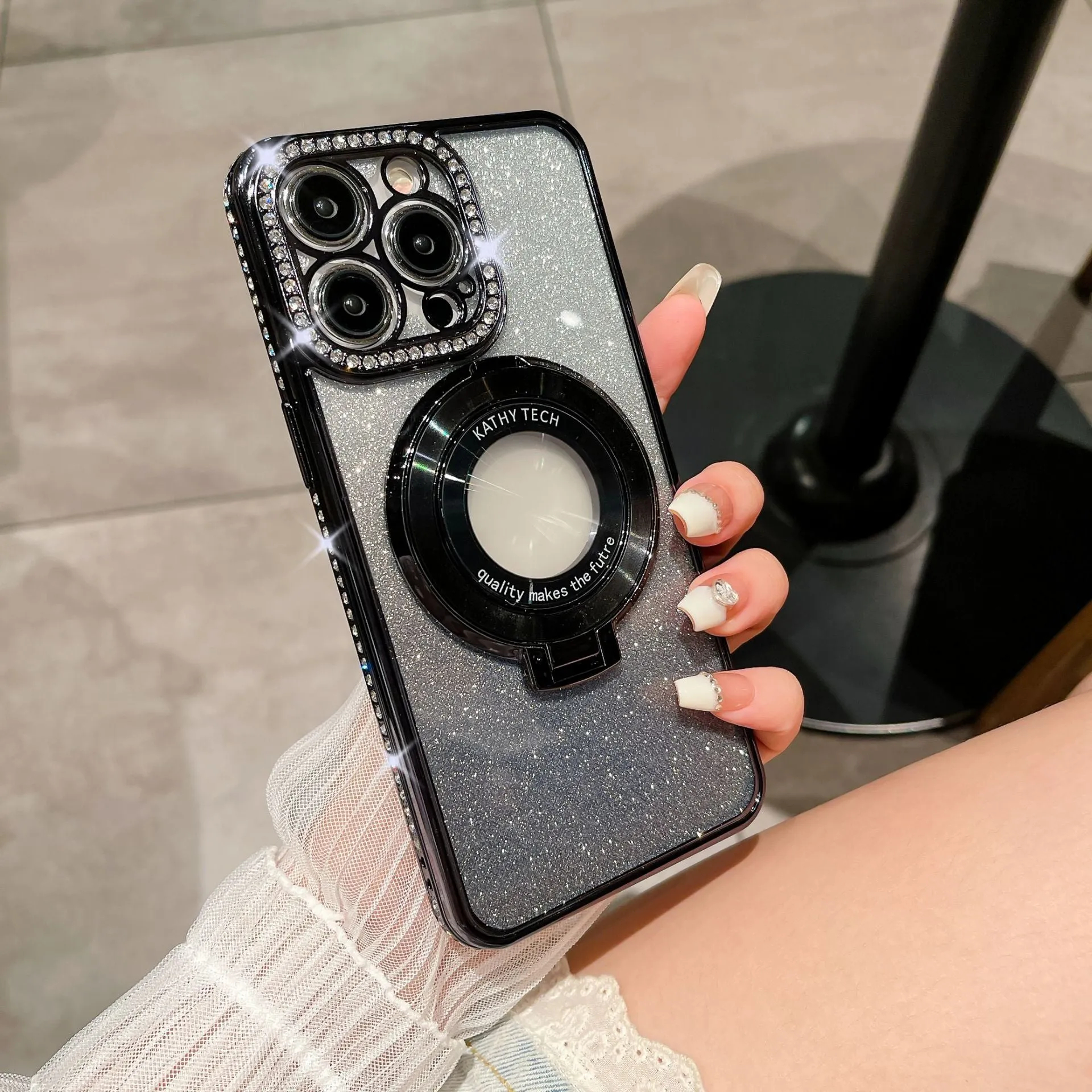 💝Valentine's Day Gifts - ✨Glitter Diamond Magnetic Ring Holder Case For IPHONE