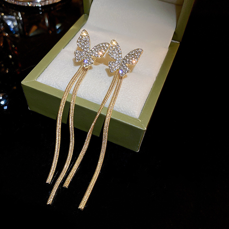 Butterfly Chain Tassel Earrings