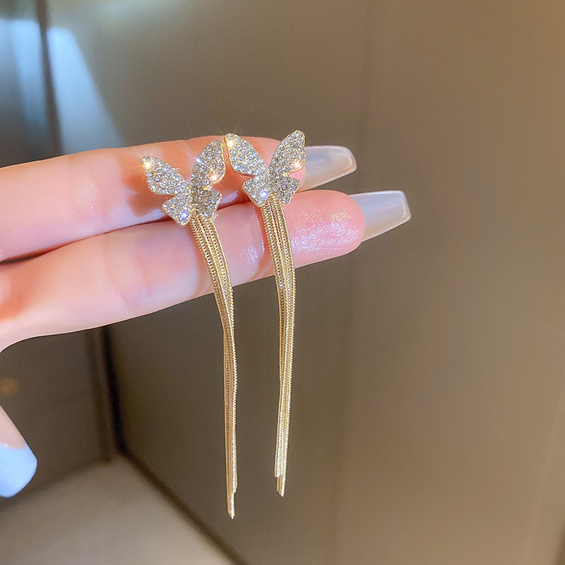 Butterfly Chain Tassel Earrings