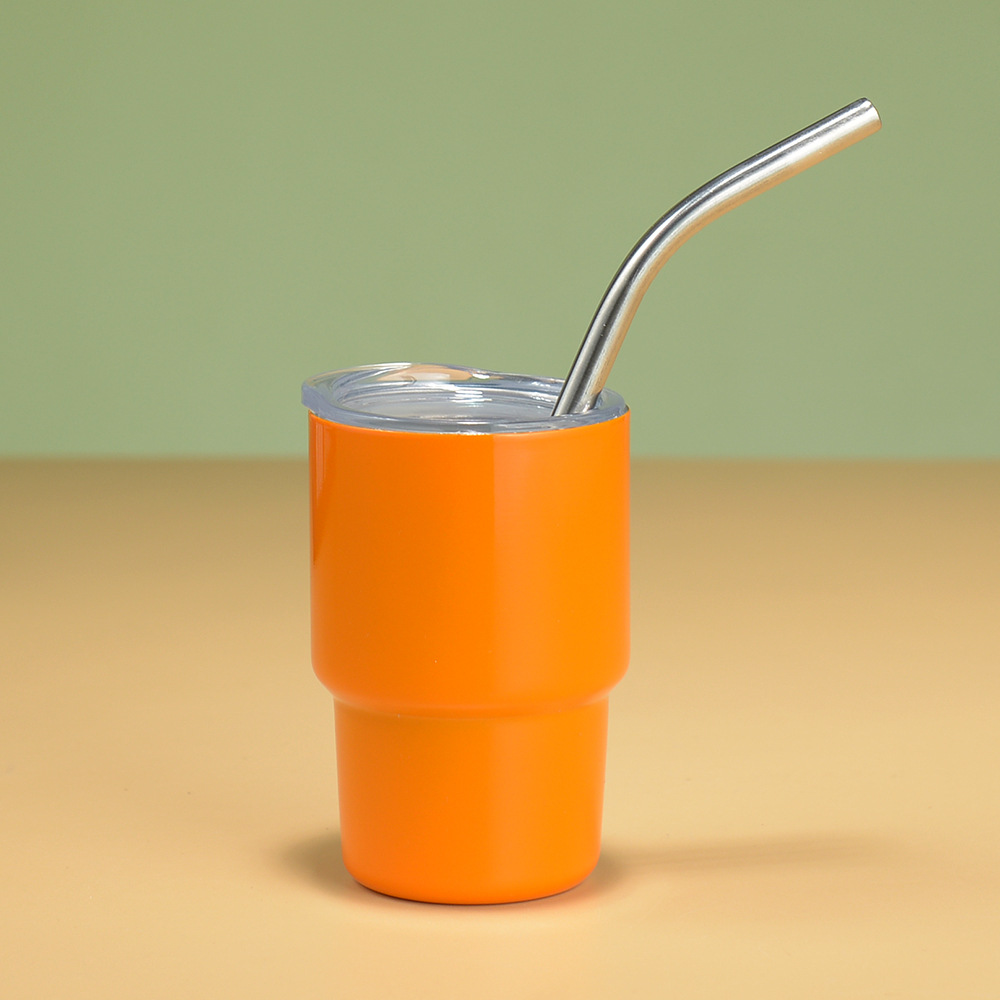 💖Cute 3oz Mini Stainless Steel Car Cups With Straw and Lid