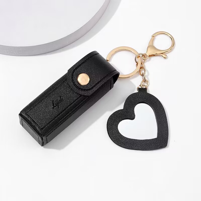 💖Soft Leather Portable Lipstick Case Holder Keychain💄