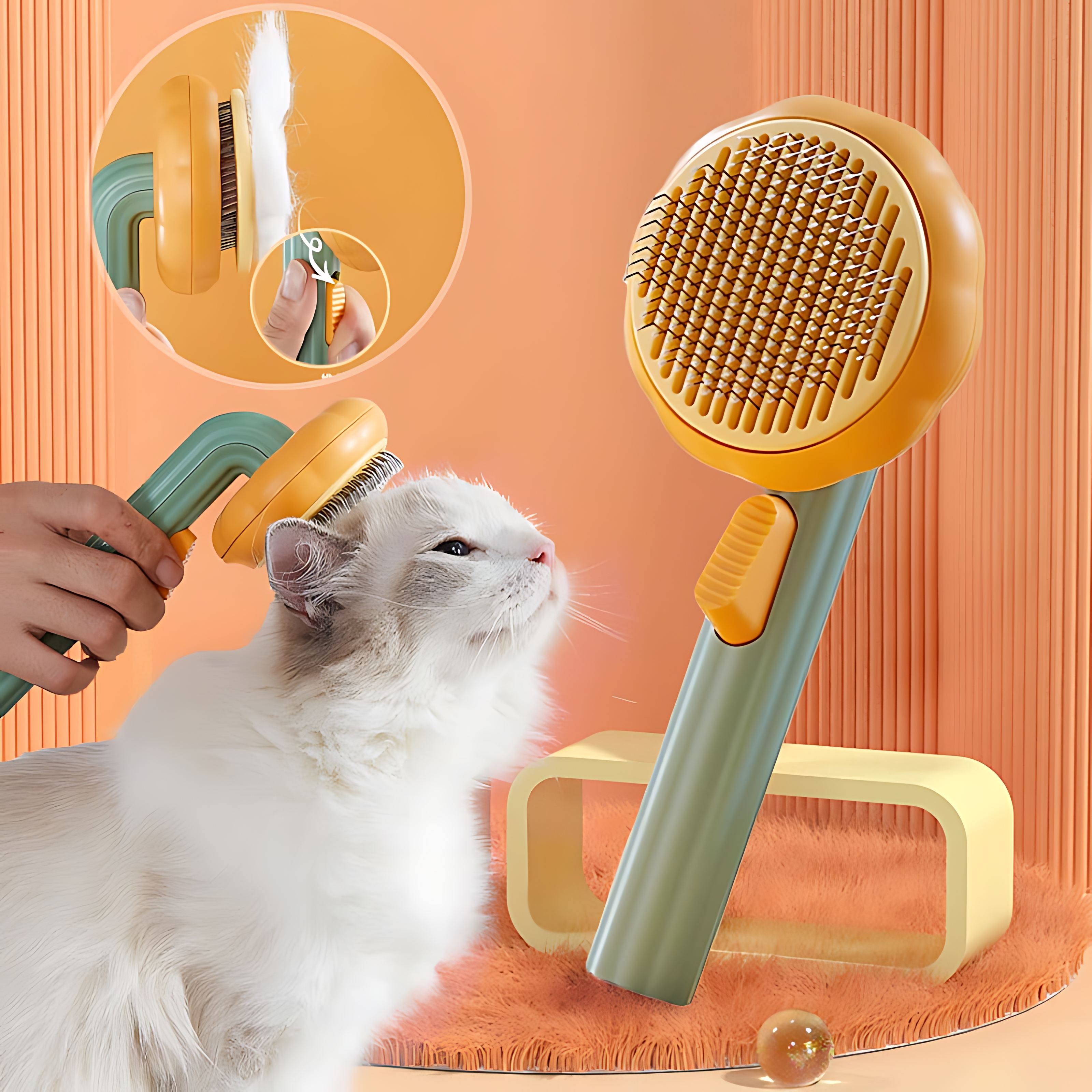 🐈Pumpkin Pet CombPet Grooming Self Cleaning Slicker Brush