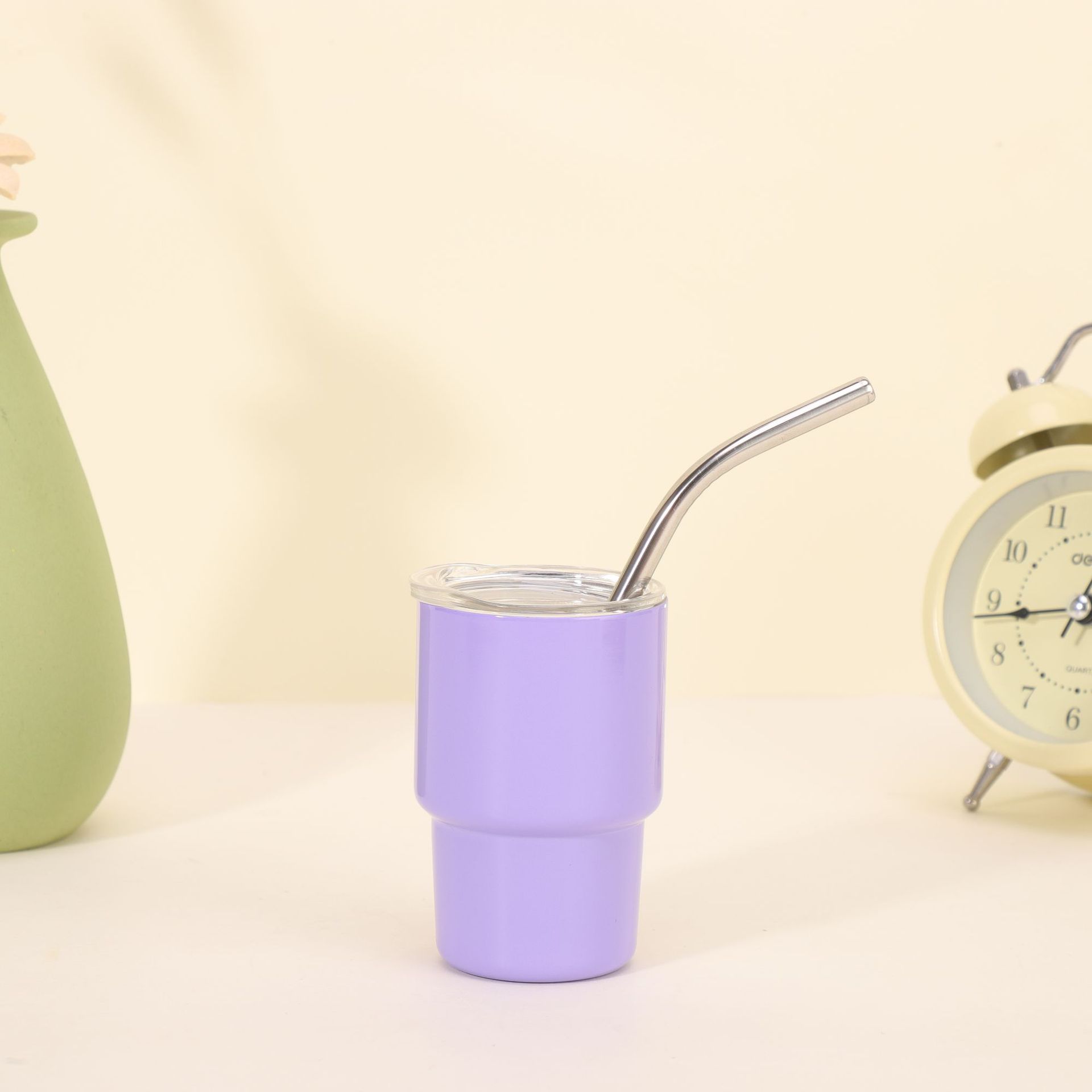 💖Cute 3oz Mini Stainless Steel Car Cups With Straw and Lid