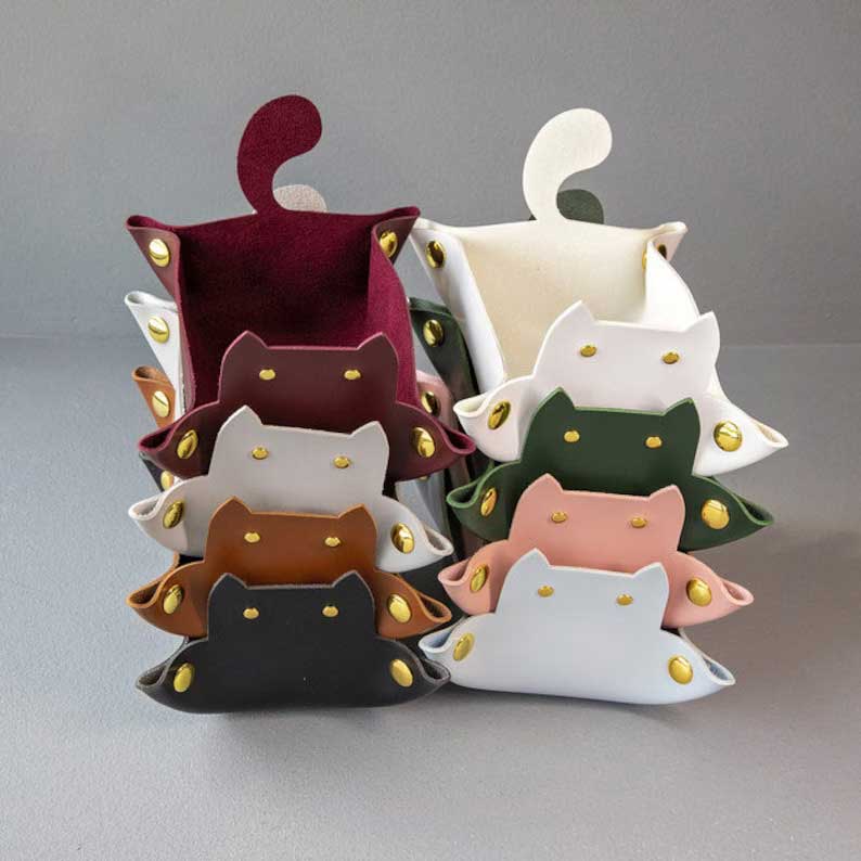 Cat Leather Storage Tray/Dice Tray