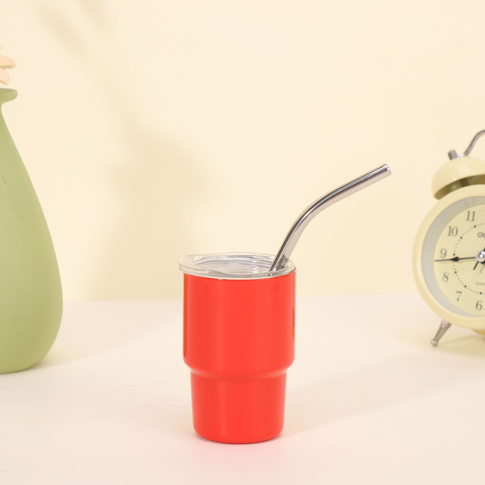 💖Cute 3oz Mini Stainless Steel Car Cups With Straw and Lid