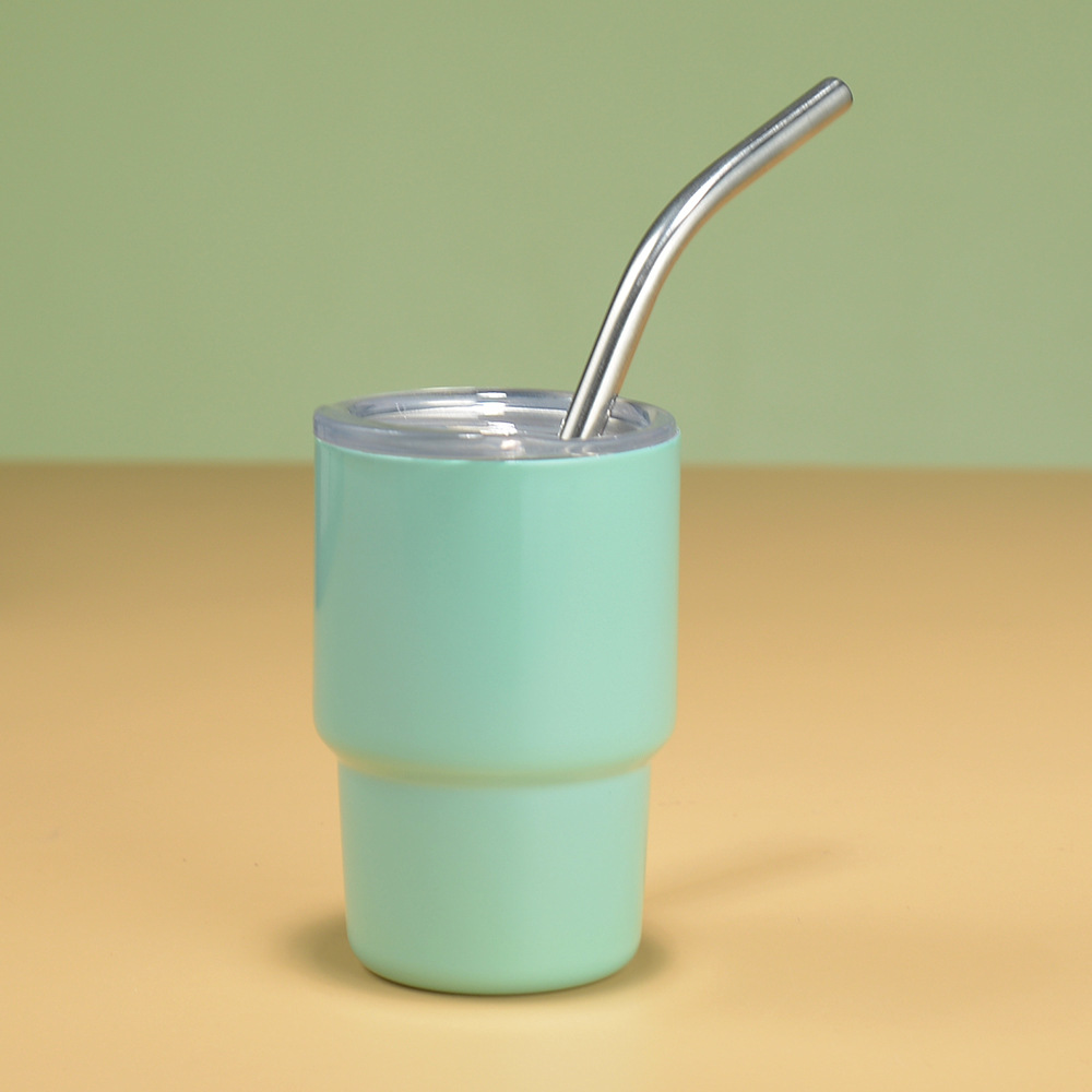 💖Cute 3oz Mini Stainless Steel Car Cups With Straw and Lid