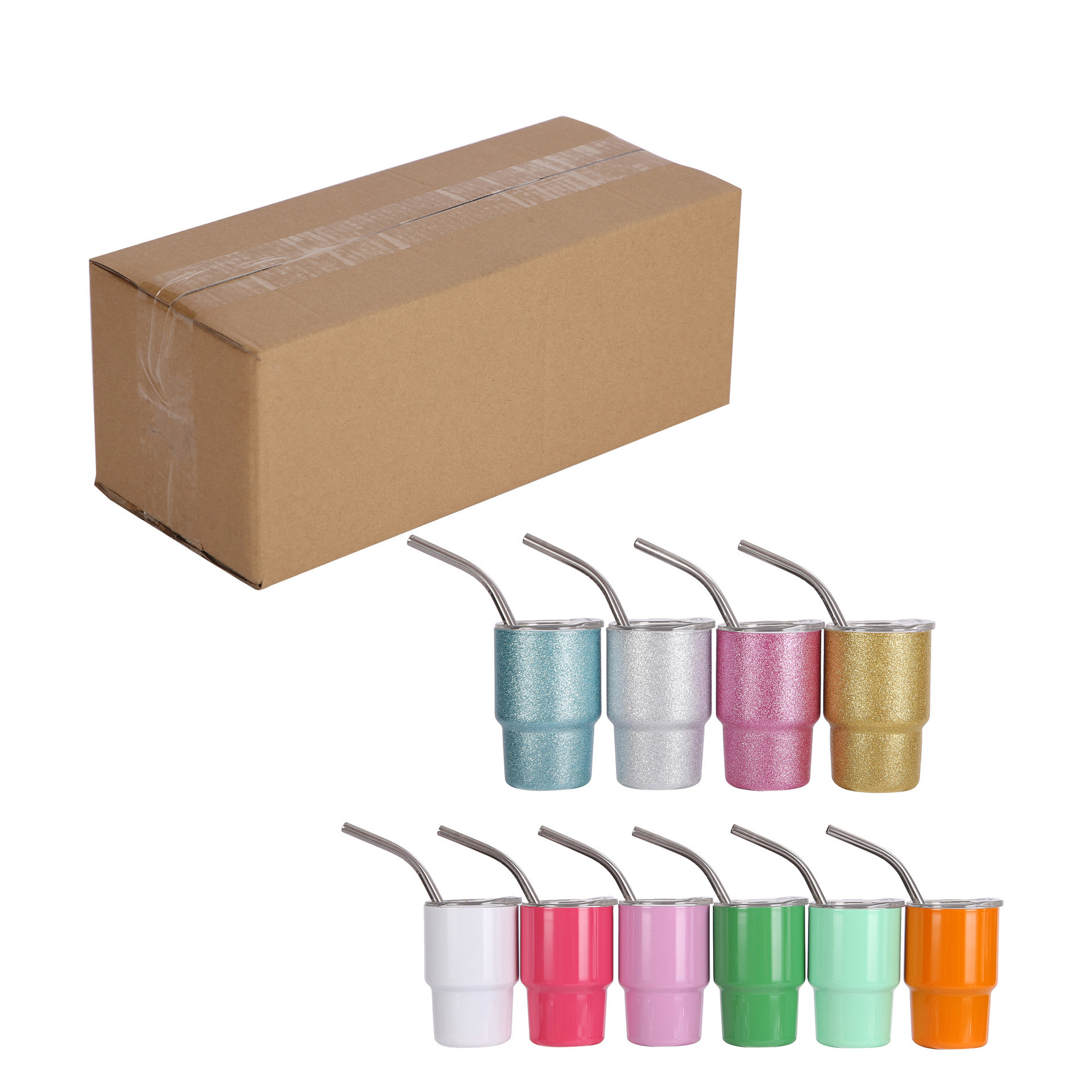 💖Cute 3oz Mini Stainless Steel Car Cups With Straw and Lid