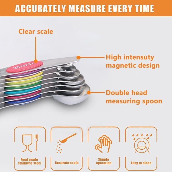 Stainless Steel Magnetic Measuring Spoon Set🥄