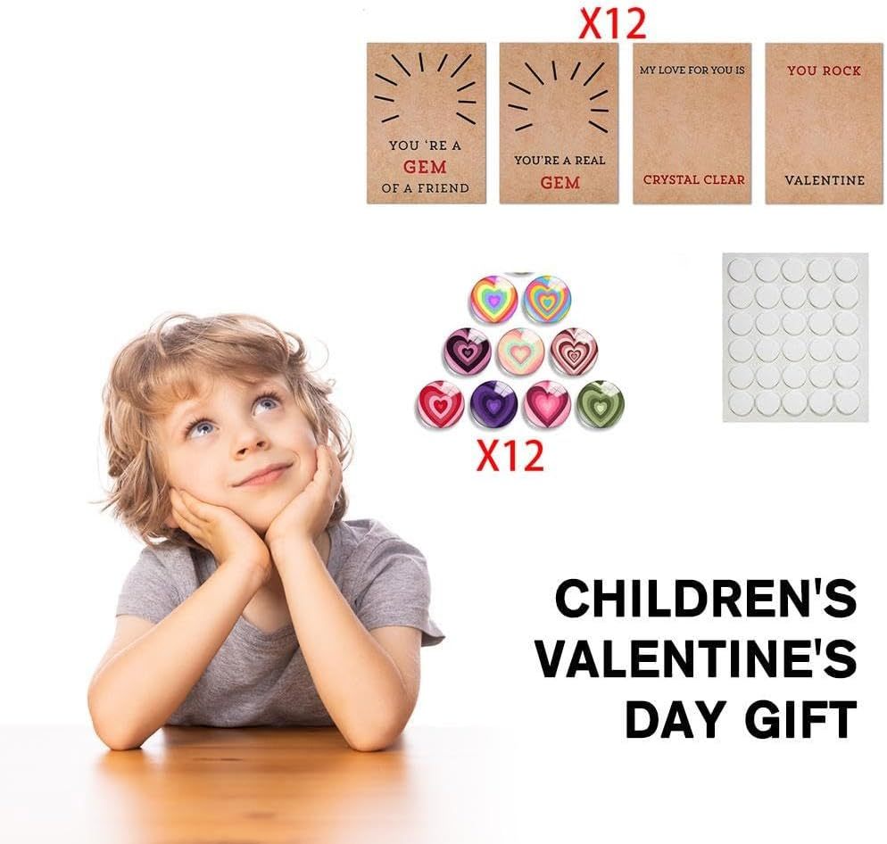 12PCs Cards with Heart-Shape-Valentines Gifts for Kids