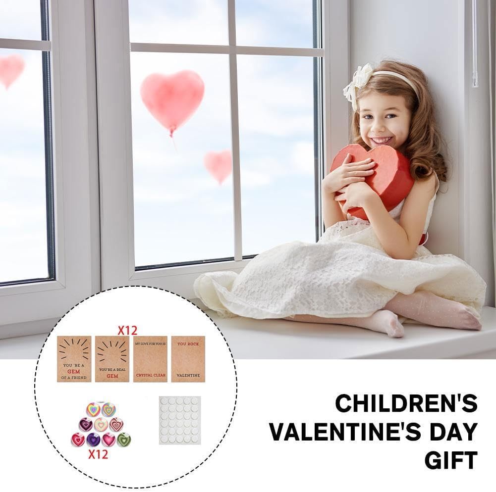 12PCs Cards with Heart-Shape-Valentines Gifts for Kids