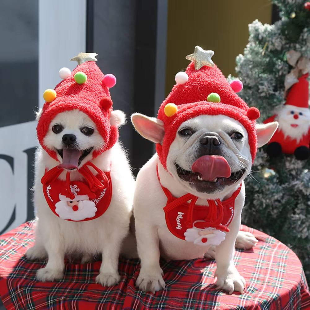 Adorable Pet Christmas Tree Pom-Pom Hat