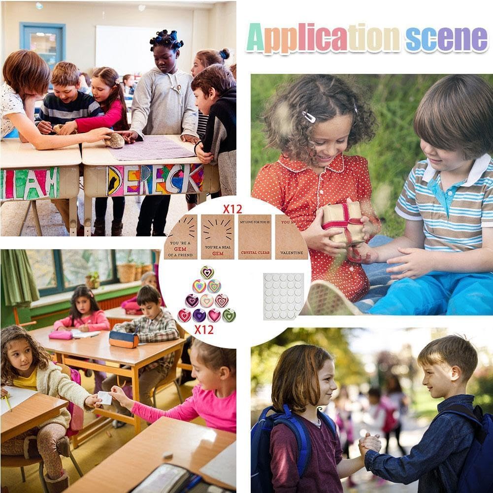 12PCs Cards with Heart-Shape-Valentines Gifts for Kids