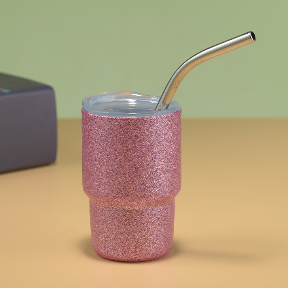 💖Cute 3oz Mini Stainless Steel Car Cups With Straw and Lid