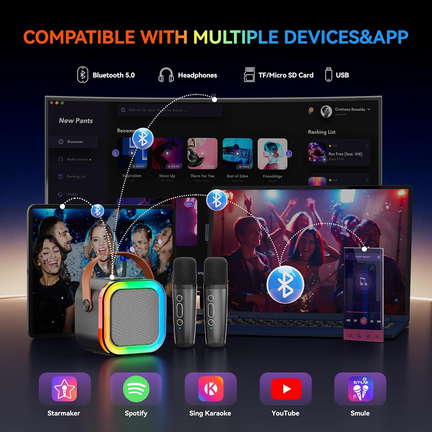 🎵Portable Bluetooth Mini Karaoke Wireless Microphone and Speaker🎤