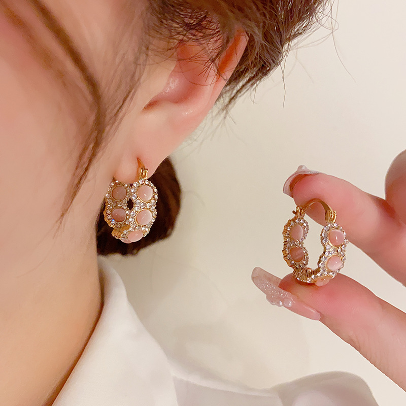 French Crystal Hoop Earrings