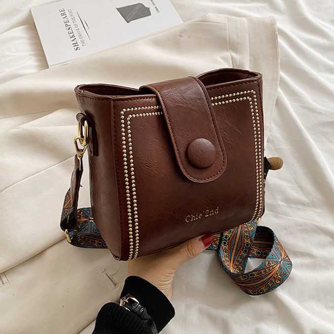 🔥Hot Sale👜Leather Vintage Fashion Bag with Adjustable Wider Shoulder Strap