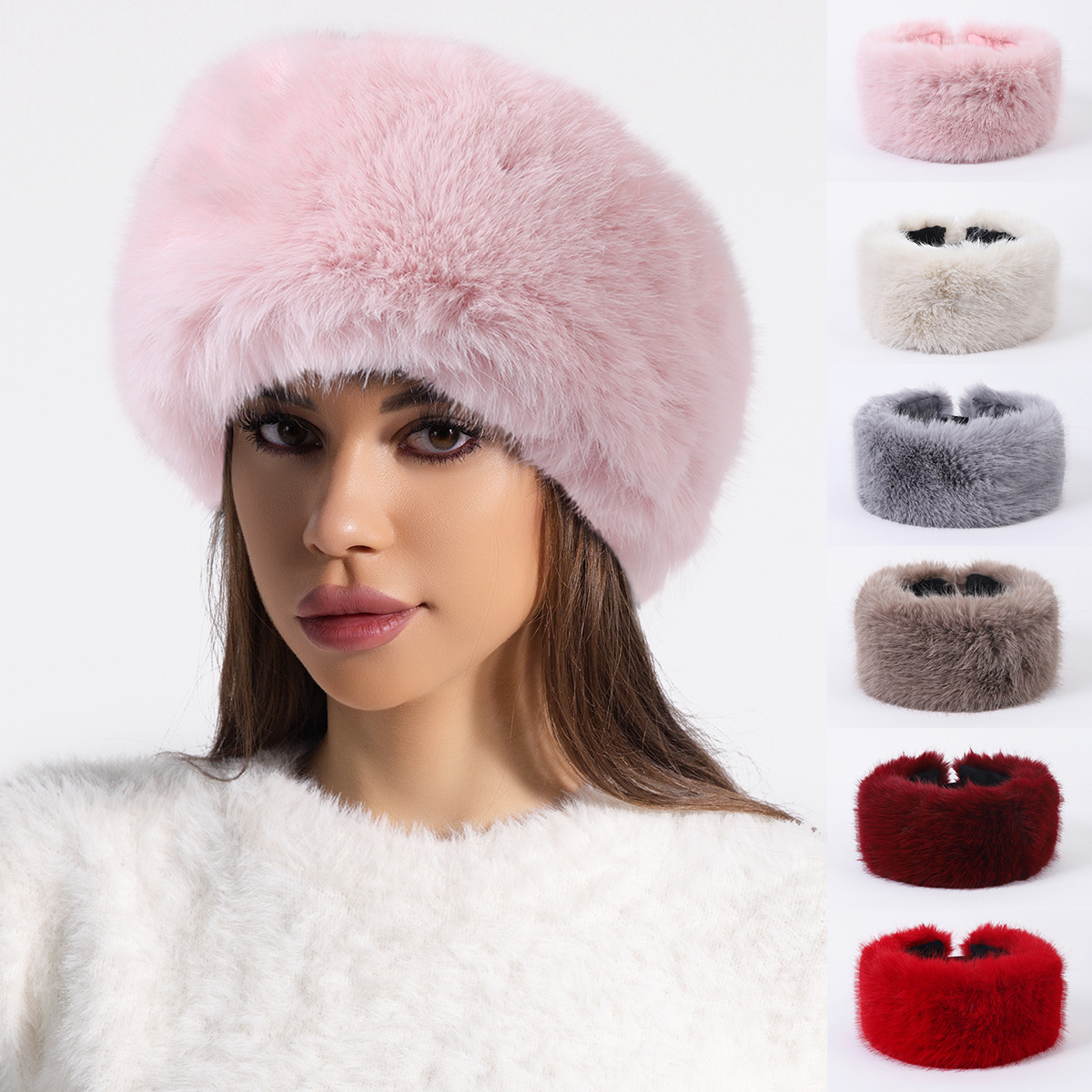 🔥❄Fashion Women's Winter Warm Plush Faux Furry Hat Headbands