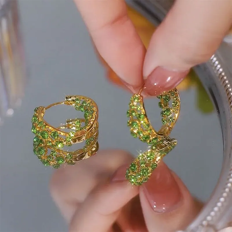 French Amethyst Crystal Hoop Earrings