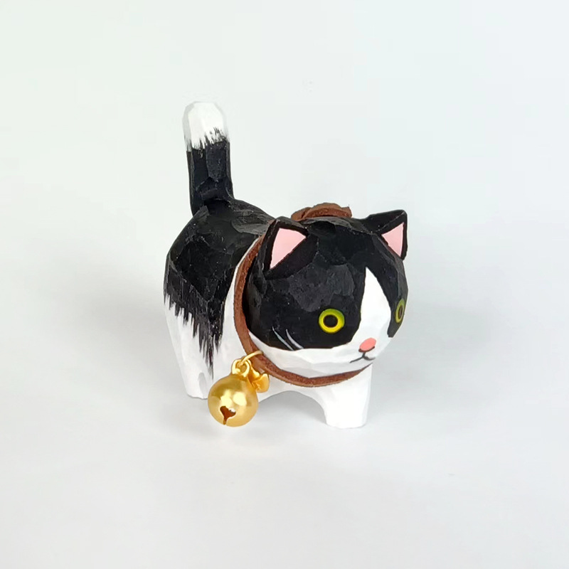 HOT SALE🔥Handmade Wooden Cat Ornament With Bell-Cute Gift🔔