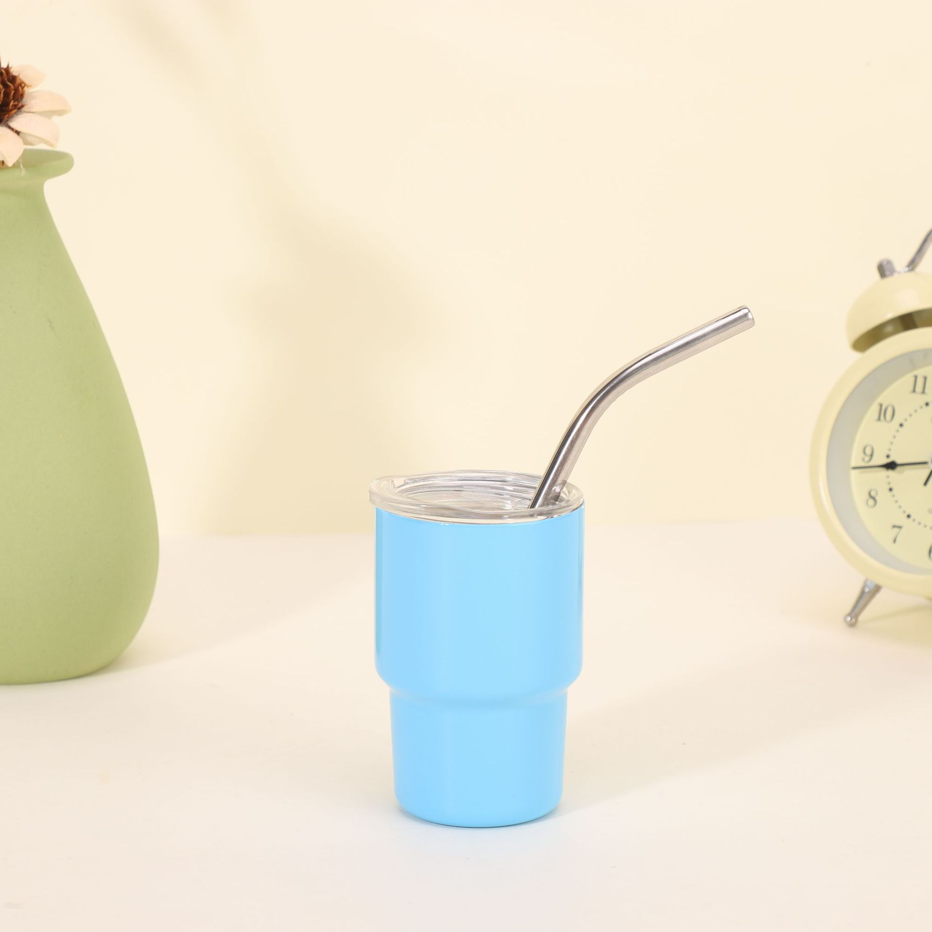 💖Cute 3oz Mini Stainless Steel Car Cups With Straw and Lid