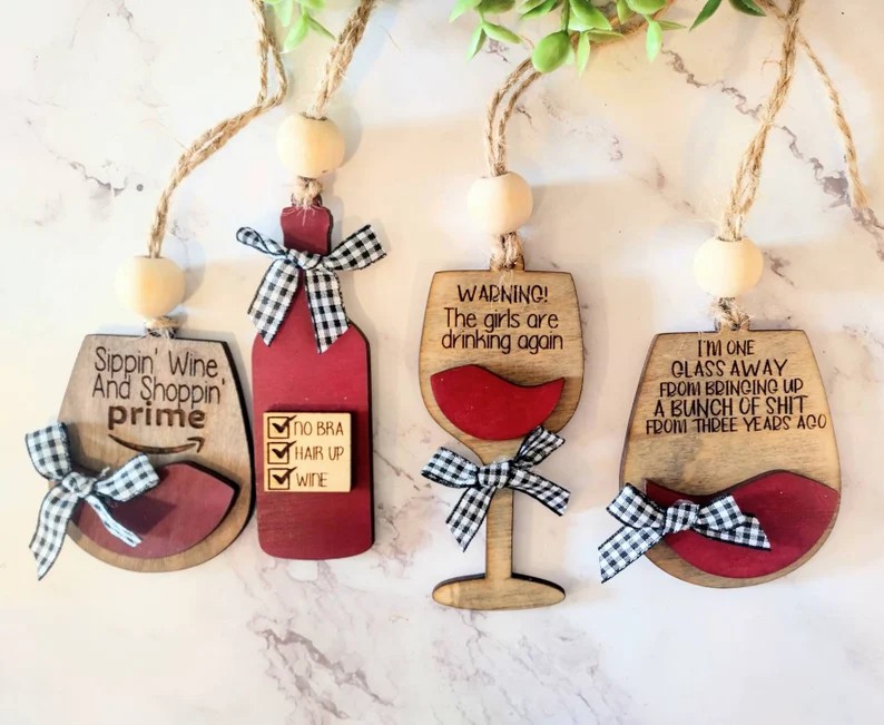 Funny Christmas Wine Ornament
