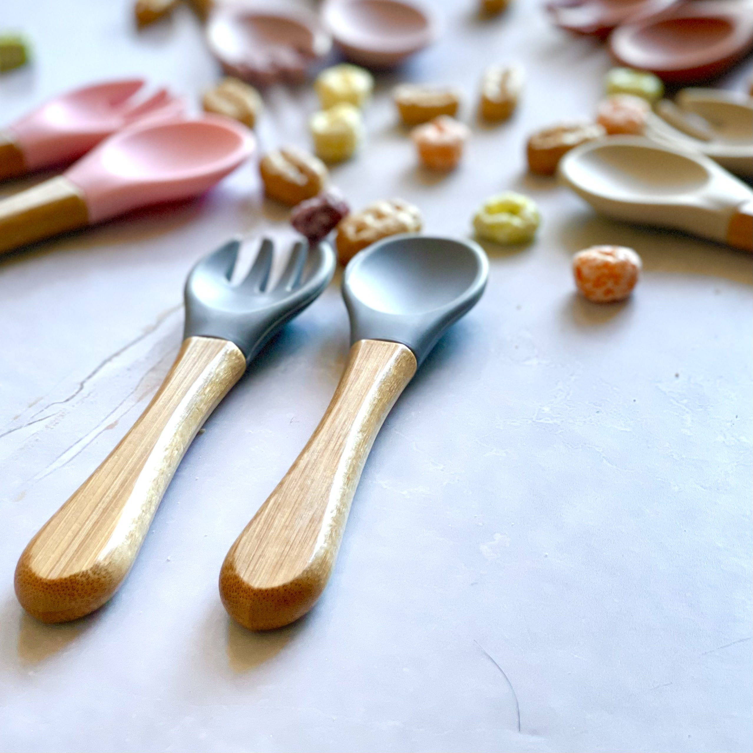 50% OFF🔥Silicone Baby Fork and Spoon Set, Weaning Spoons Utensils for Training 👼