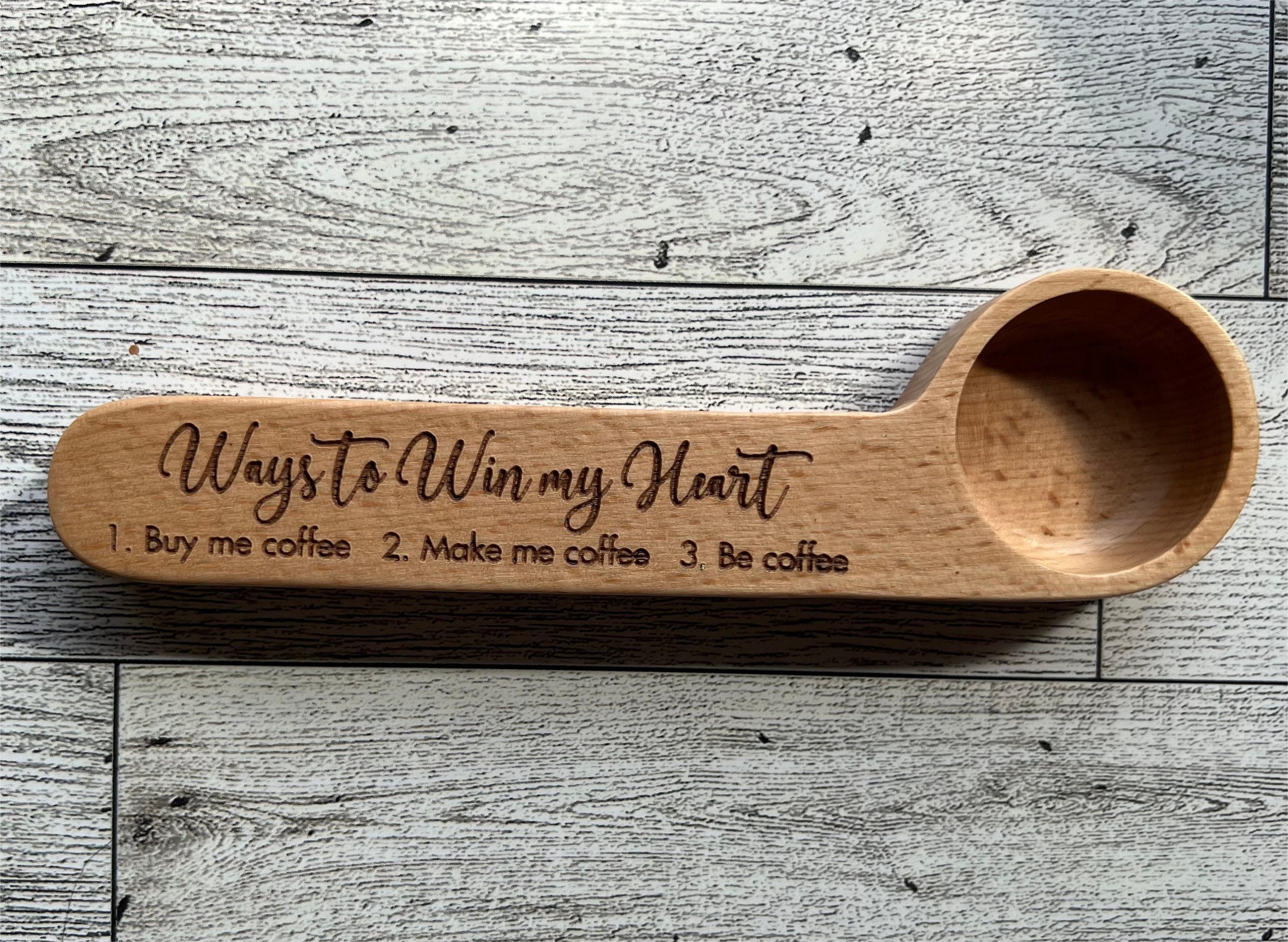 ☕Engraved Coffee Scoop and Bag Clip Unique Gift for Coffee Lovers🎁