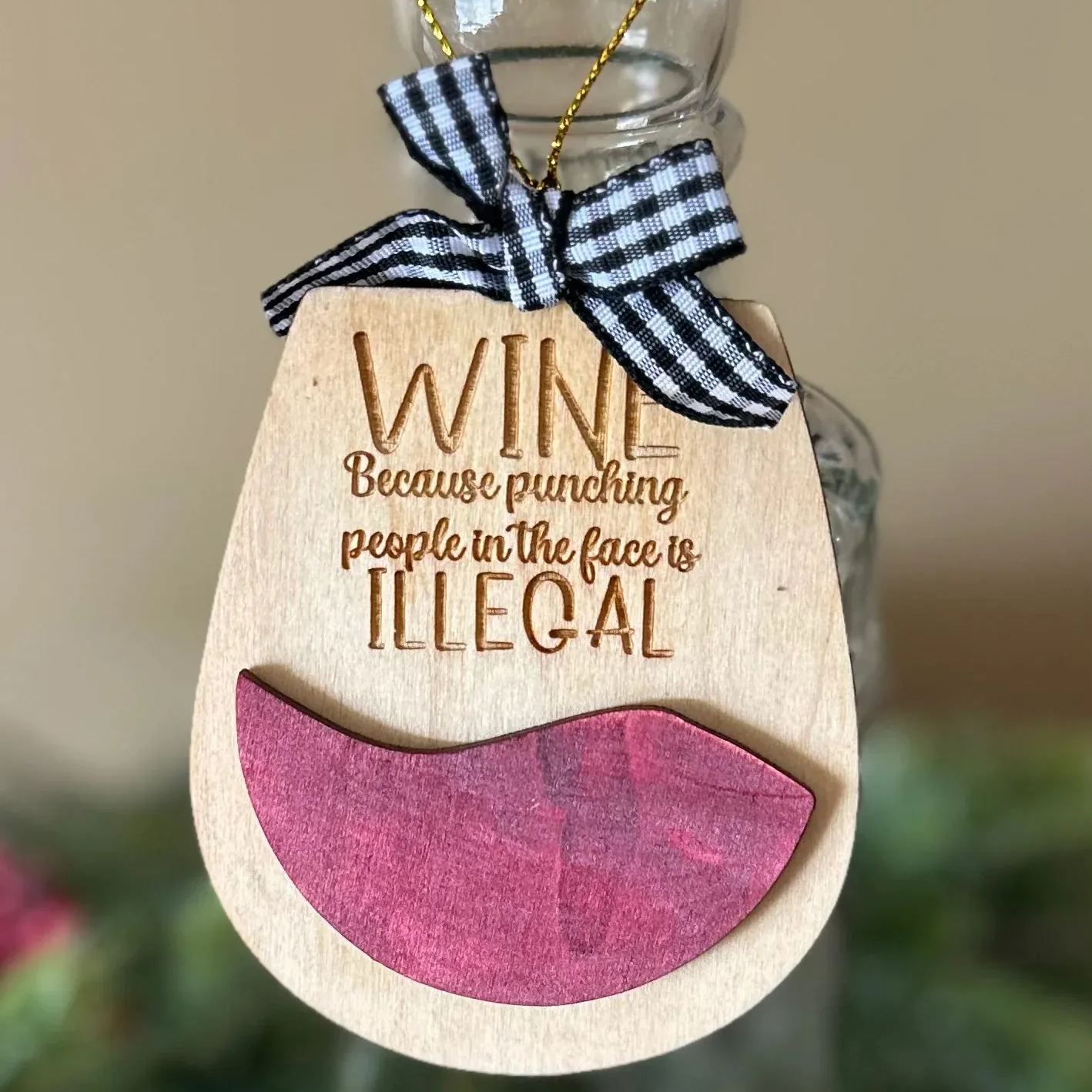 Funny Christmas Wine Ornament