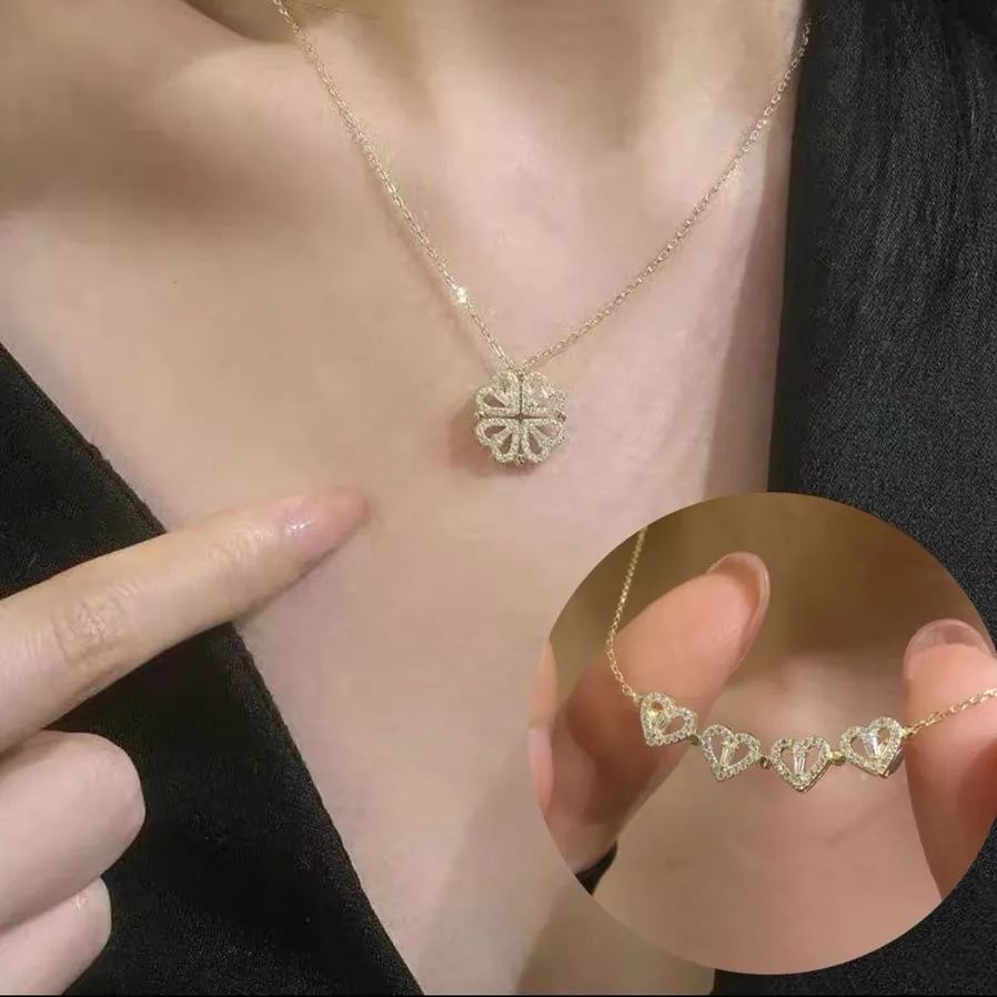 🎄Christmas Hot Sale🎁Four Leaf Heart Shape Lucky Necklace