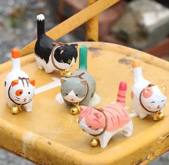 HOT SALE🔥Handmade Wooden Cat Ornament With Bell-Cute Gift🔔