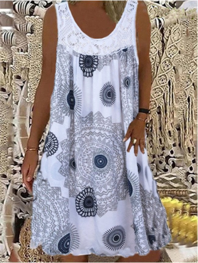 🔥Last Day Promotion 50% OFF🔥 - Women Summer O-Neck Sleeveless Print Dress