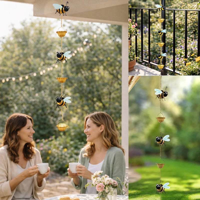 🐝Whimsical Bee Rain Chain — Transforming Rainy Days into a Garden Spectacle
