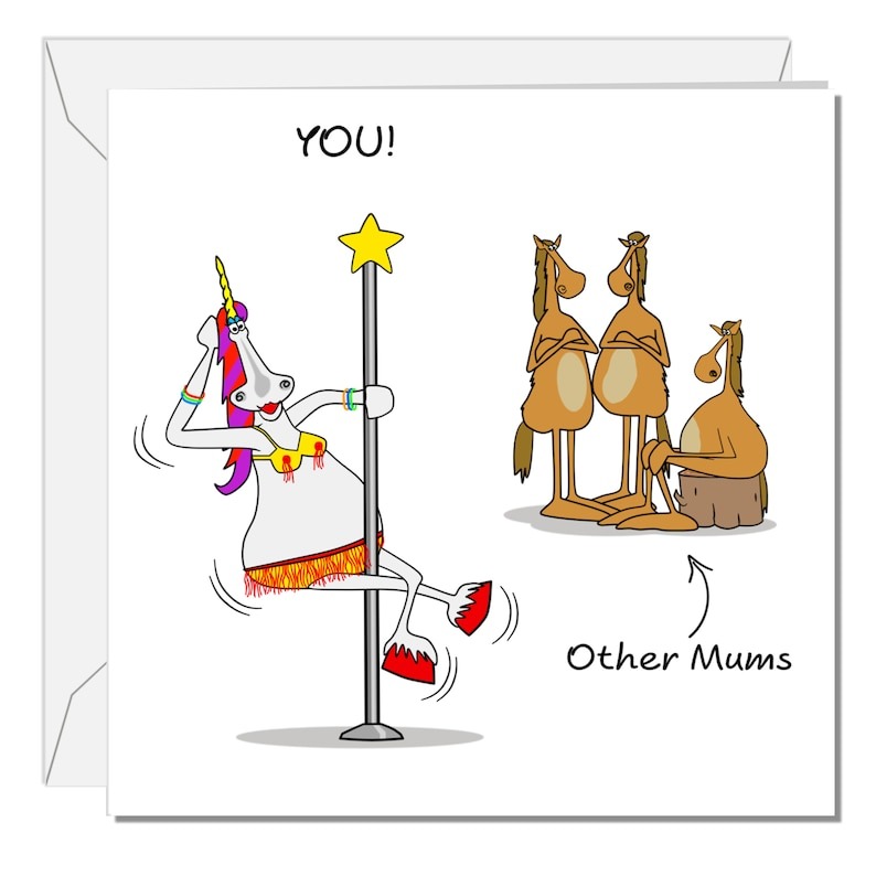 🤣Funny Mothers Day Card: Unicorn Horse Unique Standout Special Humorous Gift🎁