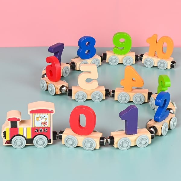 🔥HOT SALE - Numbers And Letters Magnetic Train Puzzle Wooden Toy Car💞