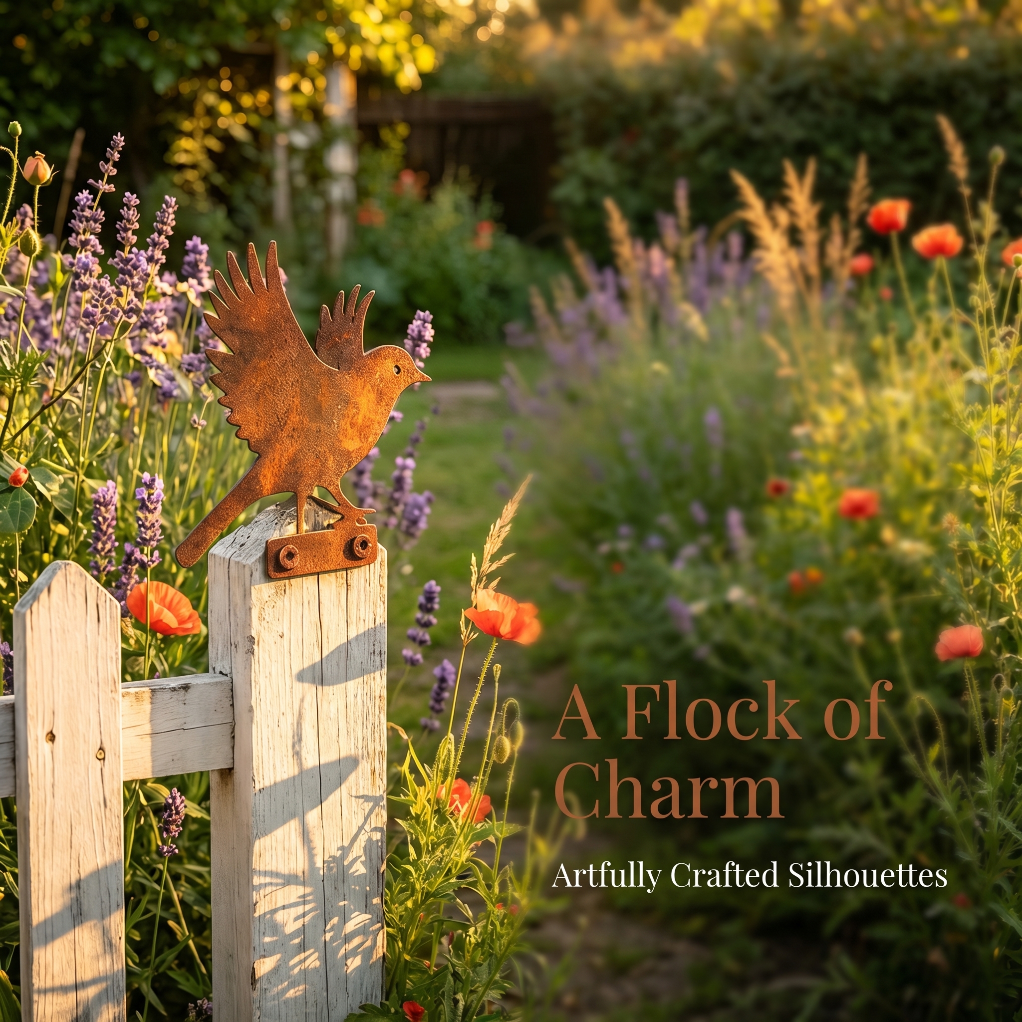 5-Piece Lifelike Rusty Metal Bird Silhouettes Garden Art