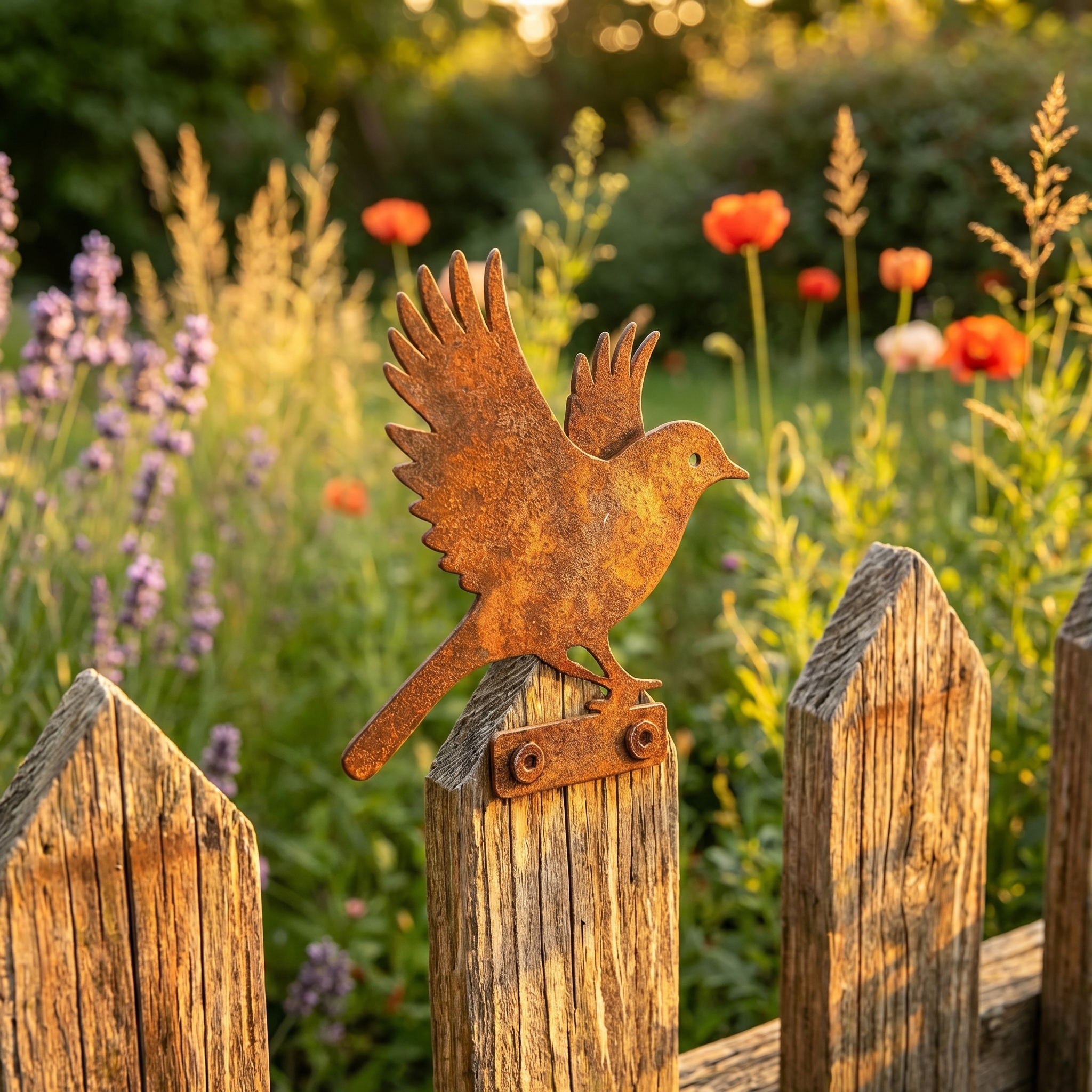 5-Piece Lifelike Rusty Metal Bird Silhouettes Garden Art