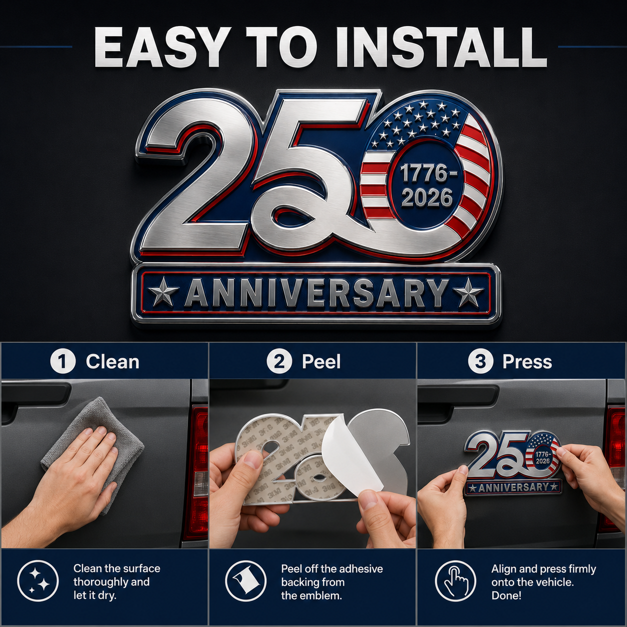 🎉Celebrate America’s 250th Anniversary with a Patriotic Car Emblem