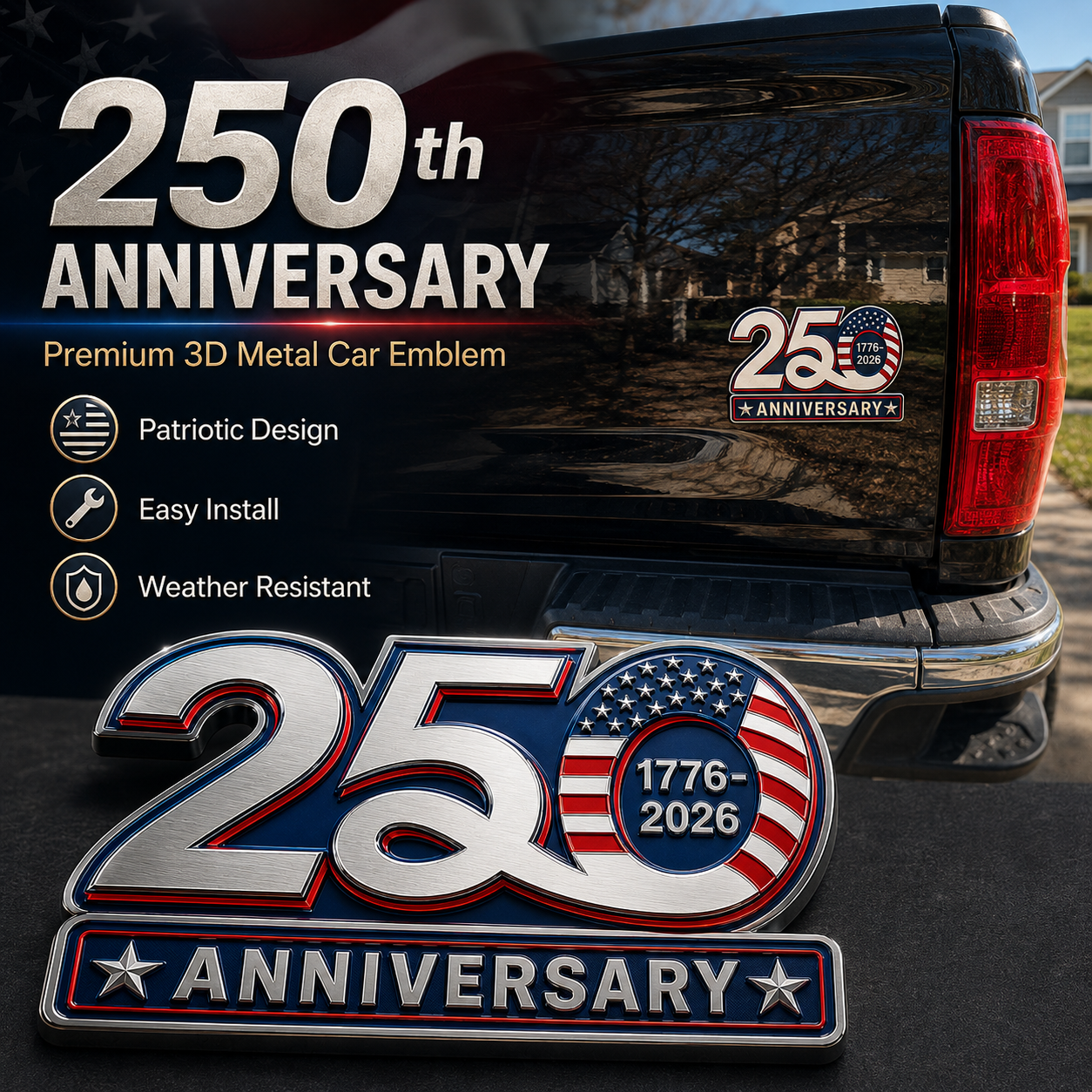 🎉Celebrate America’s 250th Anniversary with a Patriotic Car Emblem