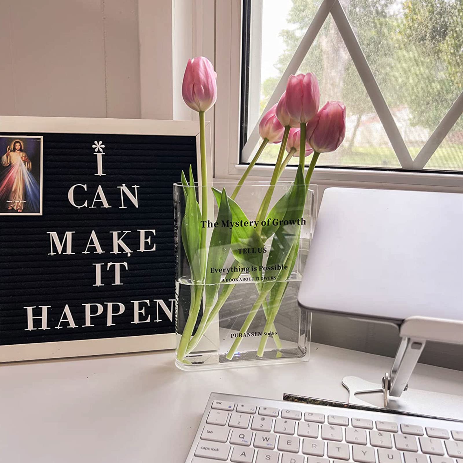 Modern Aesthetic Vase for Bookshelf&Home Decor (Clear)