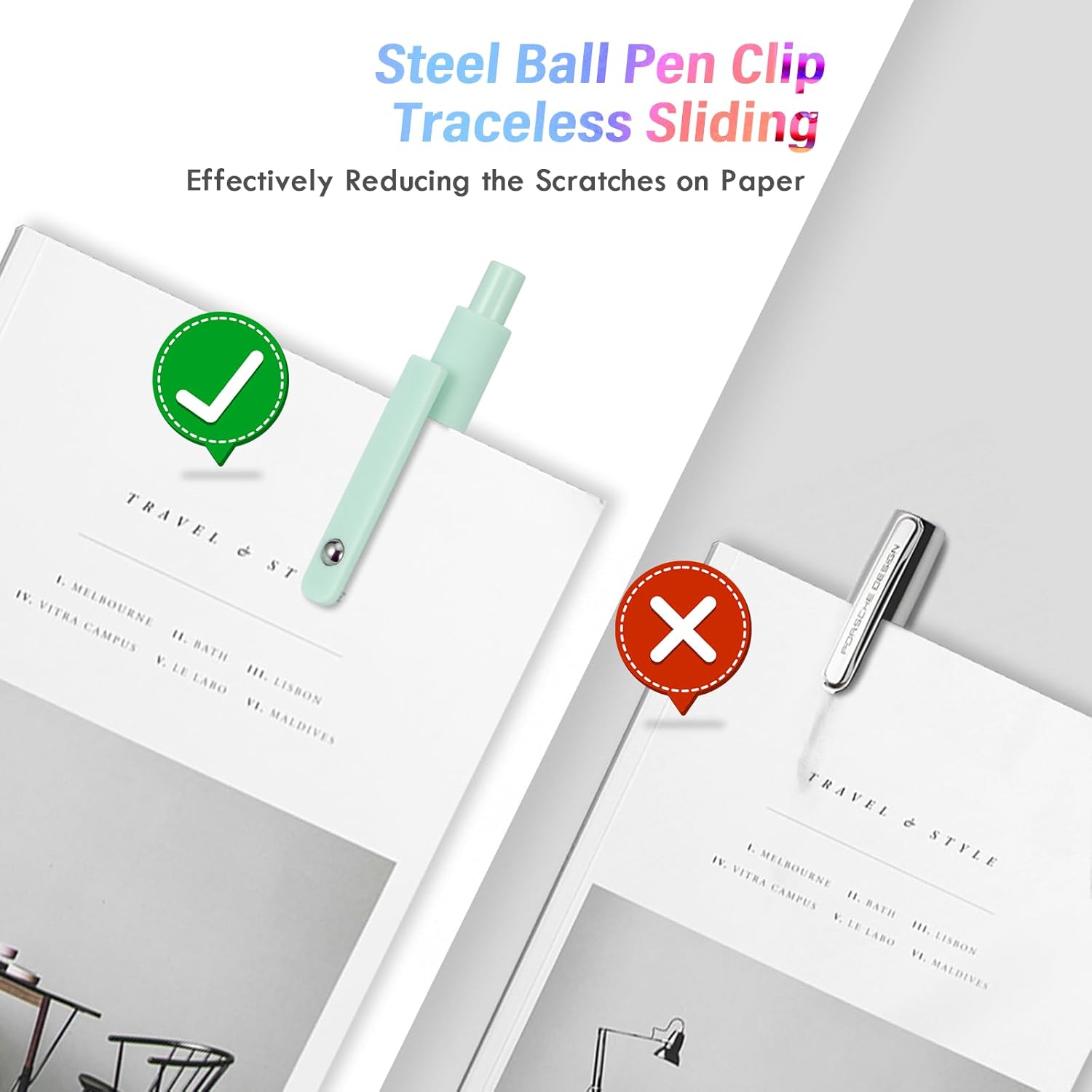 5 Pcs Gel Ink Pens, 0.7mm Medium Tip Black Ink Roller Ball Pens, Quick Drying Pens for Smooth Writing