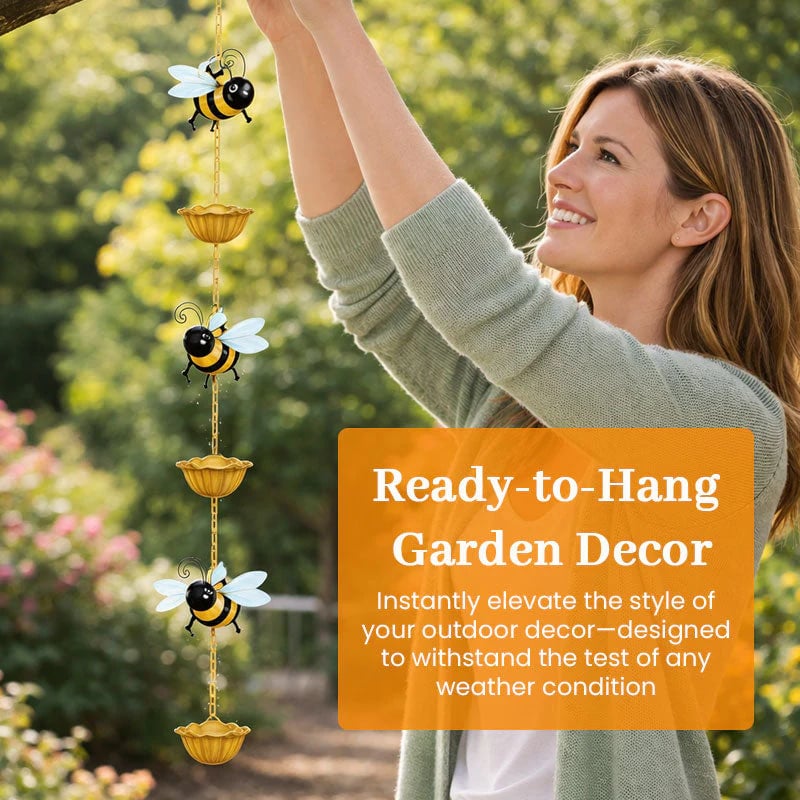 🐝Whimsical Bee Rain Chain — Transforming Rainy Days into a Garden Spectacle